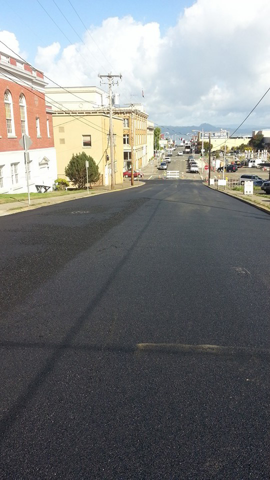 Newly paved road on a slope