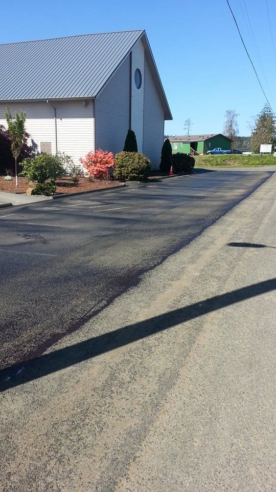 Newly paved parking lot of a church
