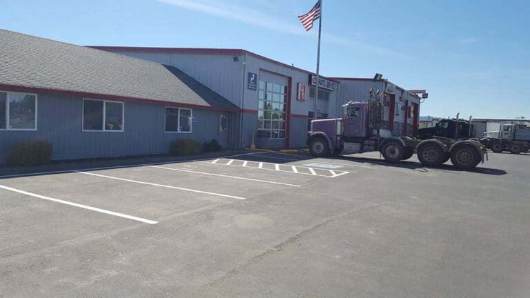 Parking lot of Peterbilt Inc.