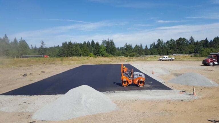 Steam roller flattening a lot