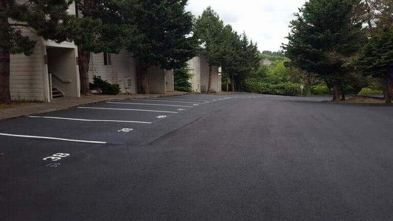Newly paved and painted parking lot