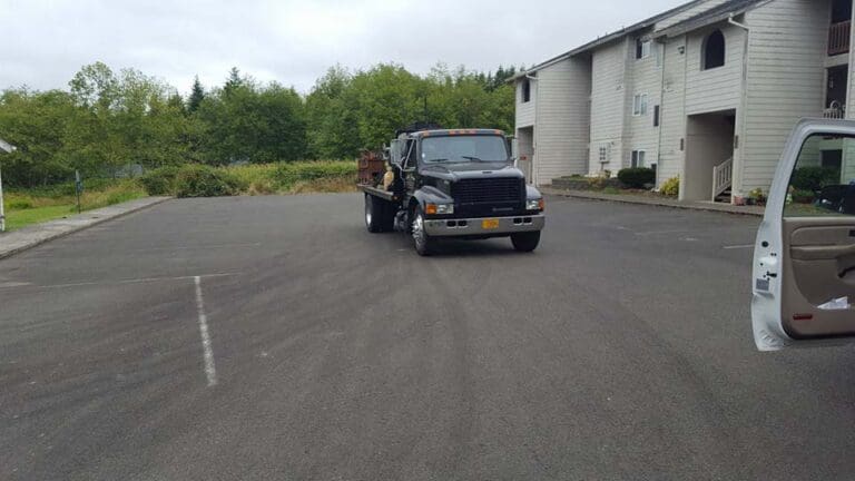 Old parking lot being prepped to be repaved or painted